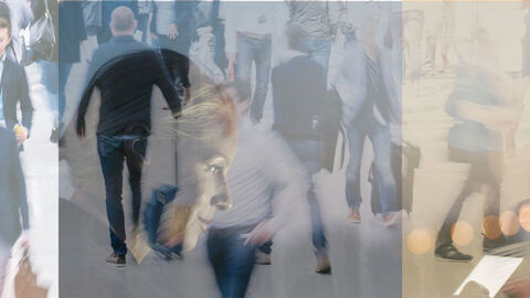 abstraktes Titelmotiv JB 2020, Menschen und Gesichter