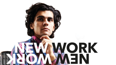 INFORM 4-21 Titelmotiv: Porträt junger Mann mit Bildunterschrift New Work