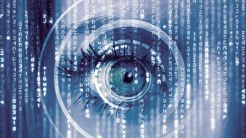 Dauerthema bei der HZD: Awareness für mehr Informationssicherheit Symbolfoto mit Auge und darüber gelegten Ringen und senkrecht laufenden Zahlencodes