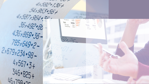 Collage mit Kassenzettel und gestikulierenden Händen