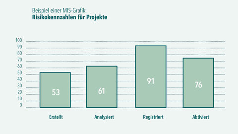 Beispiel einer MIS-Grafik, die die Risikokennzahlen für Projekte darstellt