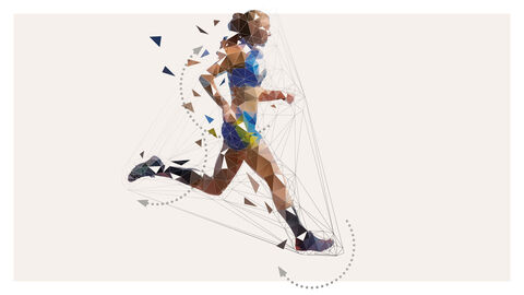 Illustration von Läuferin im blauenTrikot und darüber gelegten Pfeilen zur Verdeutlichung der Agilität