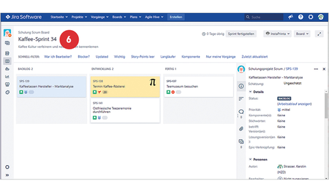 Screenshot von der Startseite des Kanban-Boards mit individuellen Filtern und mit positioniertem Punkt 6