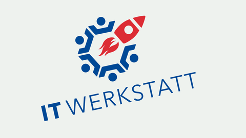 Logo der IT-Werkstatt für Anwendungsentwicklung mit durchstartender Rakete