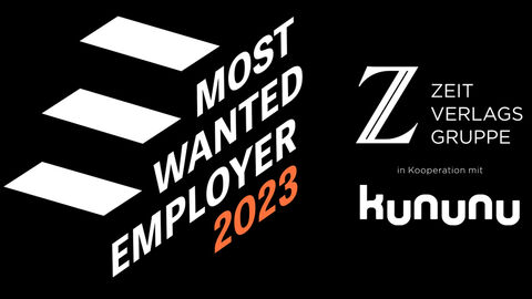 Logo der Zufriedenheitsstudie "Most Wanted Employer" von der Verlagsgruppe Zeit und dem Jobportal kununu