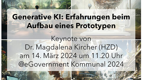 Bildcollage aus KI-generierten Einzelfotos zum Vortragsthema Generative KI 