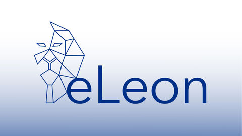 Logo der HZD-Plattform mit blauem Schriftzug eLeon und stilisierter Hessenkarte