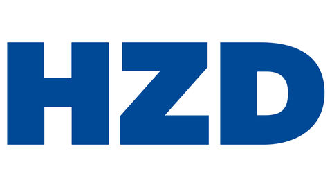 Blaues Logo der HZD auf weißem Grund